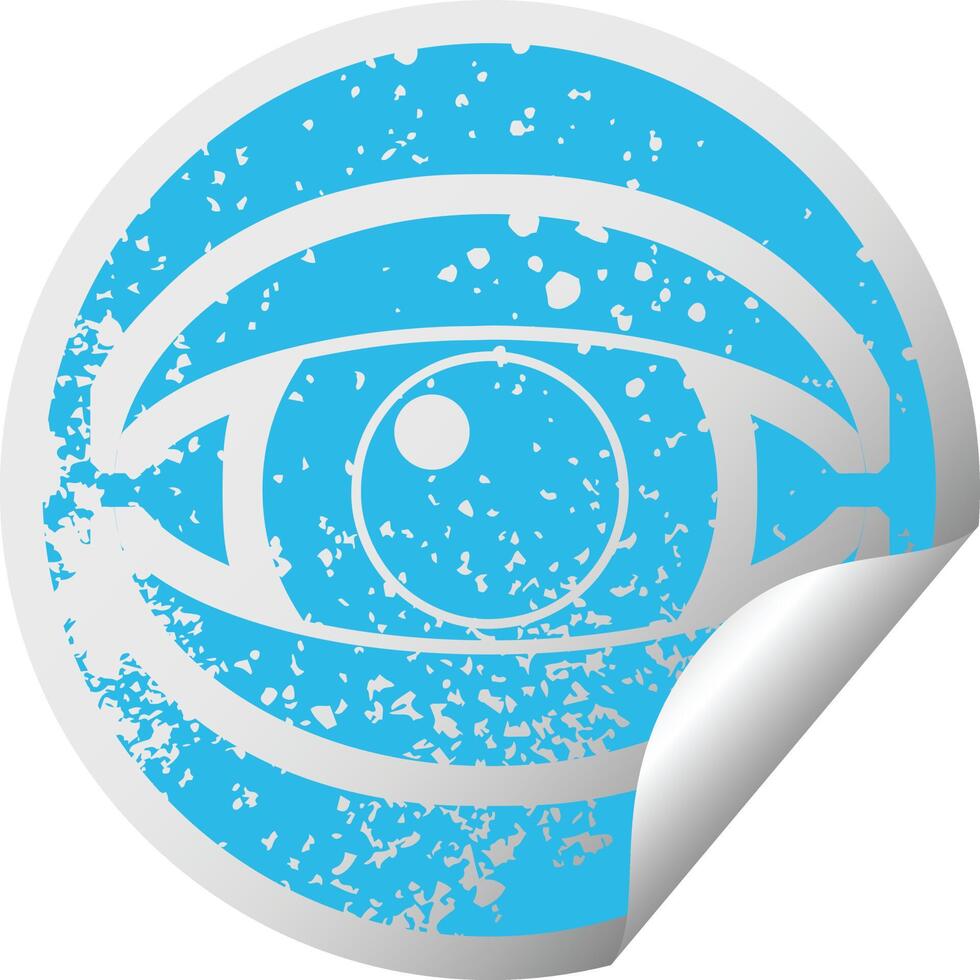 staring eye graphic distressed sticker illustration icon vector