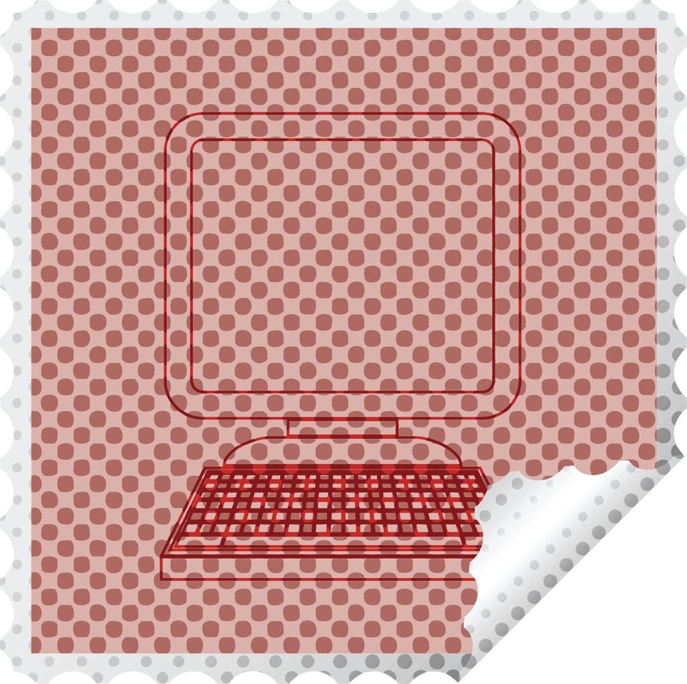 Icono de computadora pegatina de pelado cuadrado ilustración vectorial vector