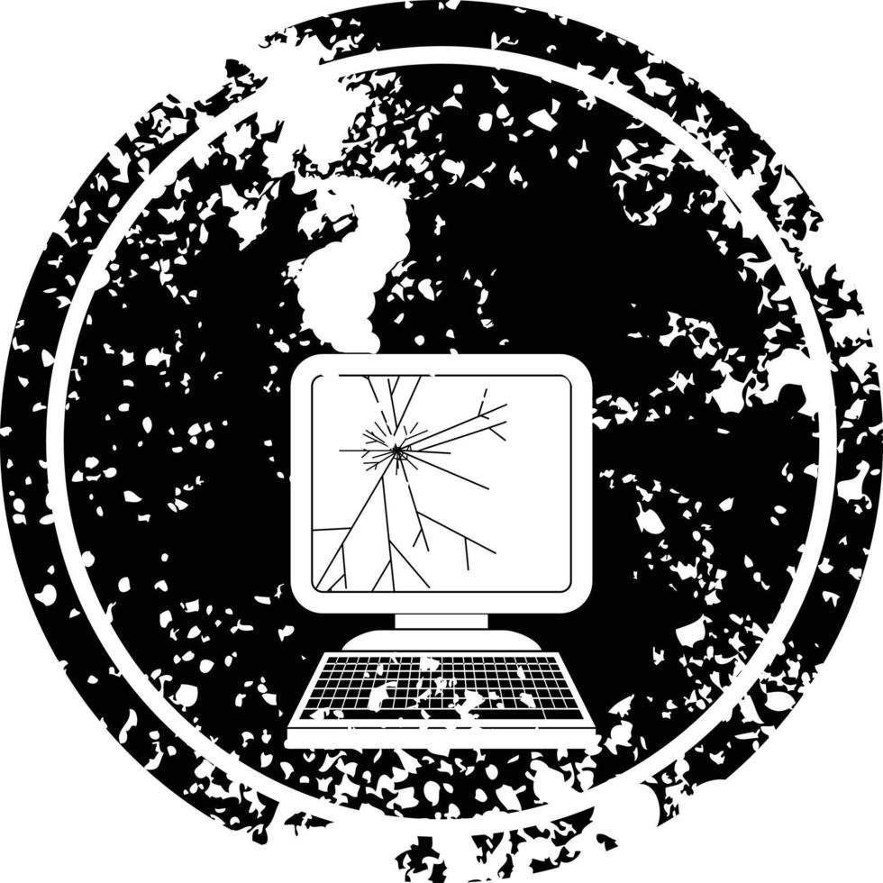 broken computer graphic circular distressed symbol vector