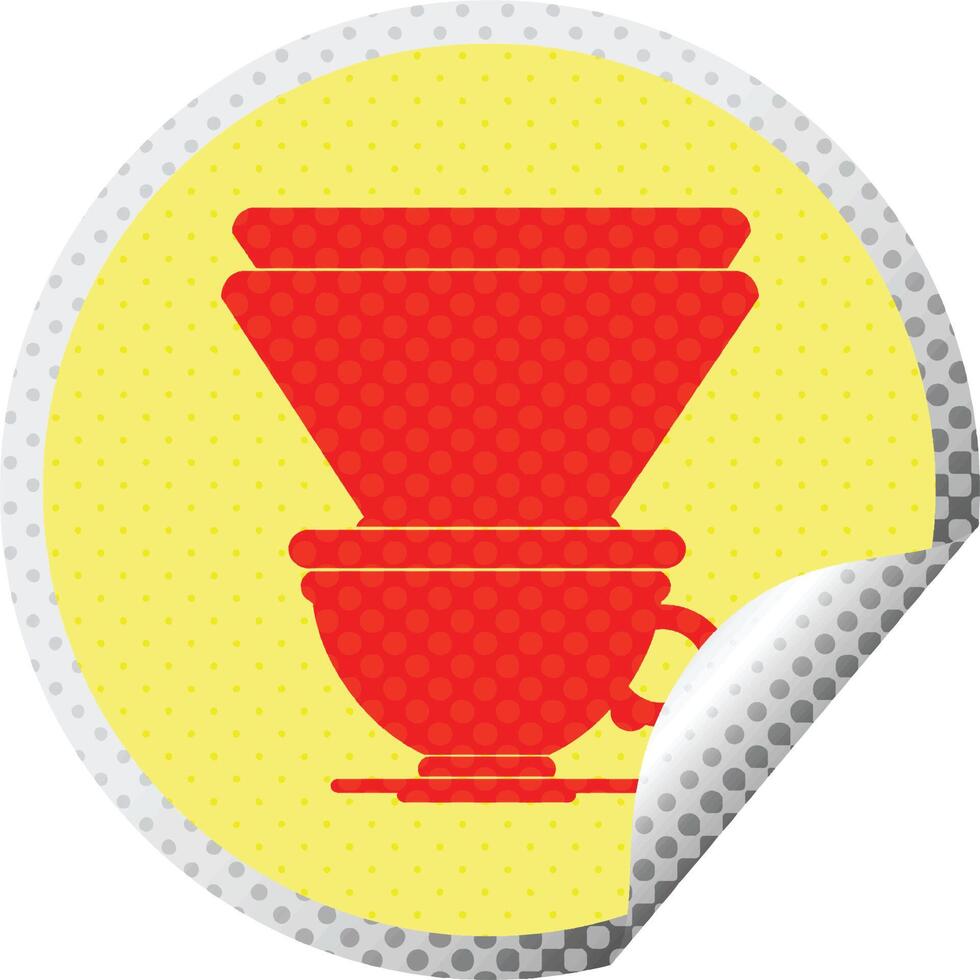 coffee filter cup circular peeling sticker vector