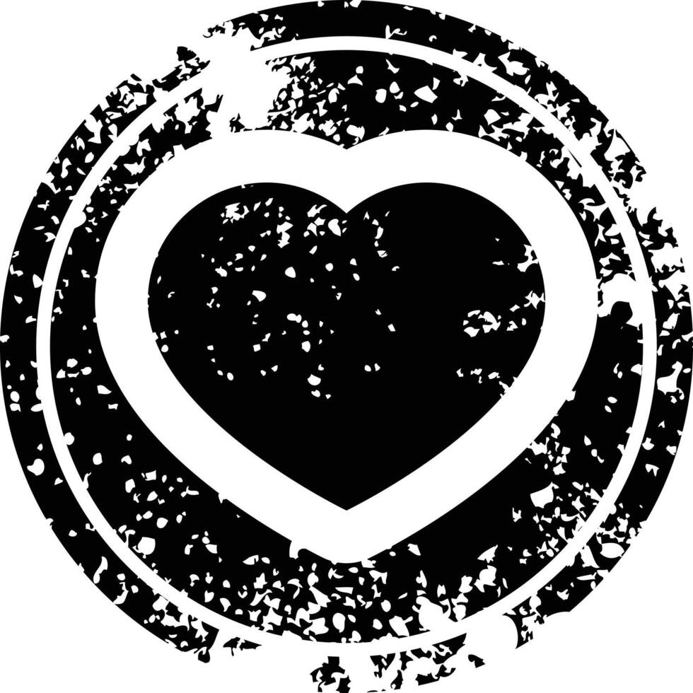 heart graphic vector circular distressed symbol