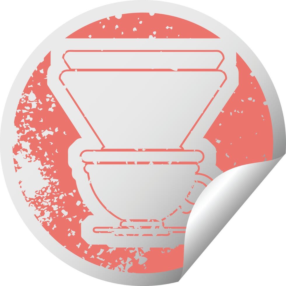 distressed sticker icon illustration of a filter coffee cup vector