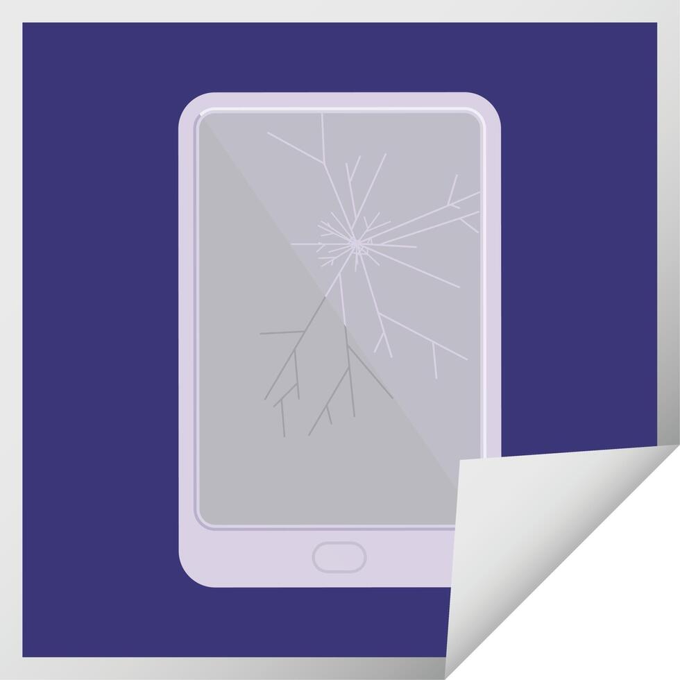 broken electronic tablet vector square sticker