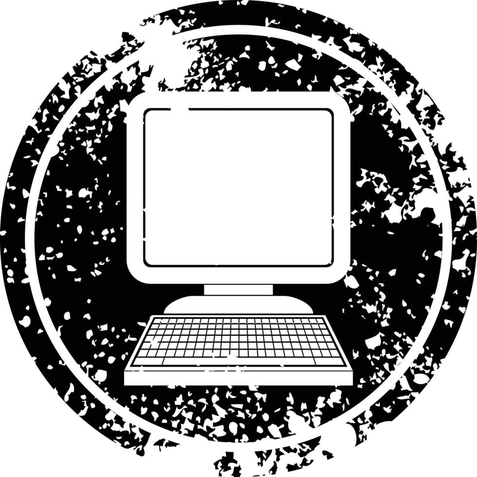 computer icon circular distressed symbol vector illustration
