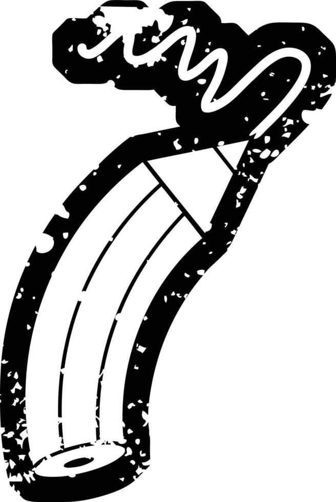 Distressed effect vector icon illustration of a pencil drawing a line
