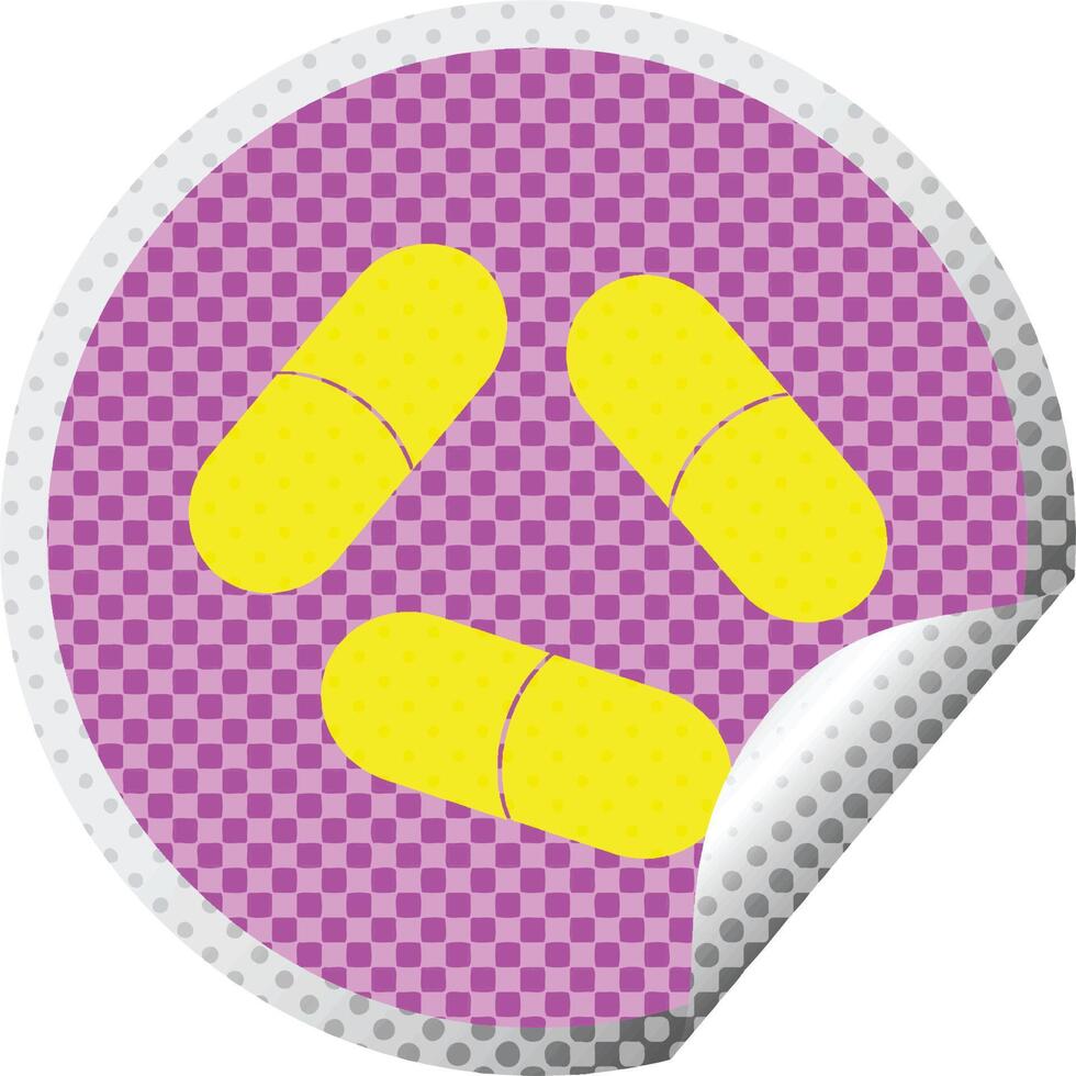 pills vector illustration circular peeling sticker