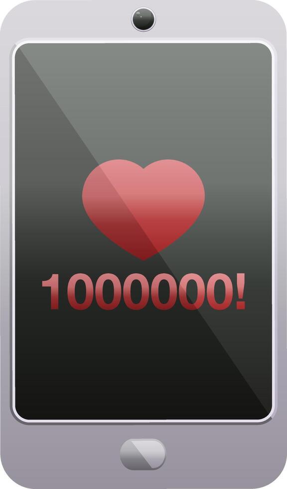 mobile phone showing 1000000 likes graphic vector illustration icon