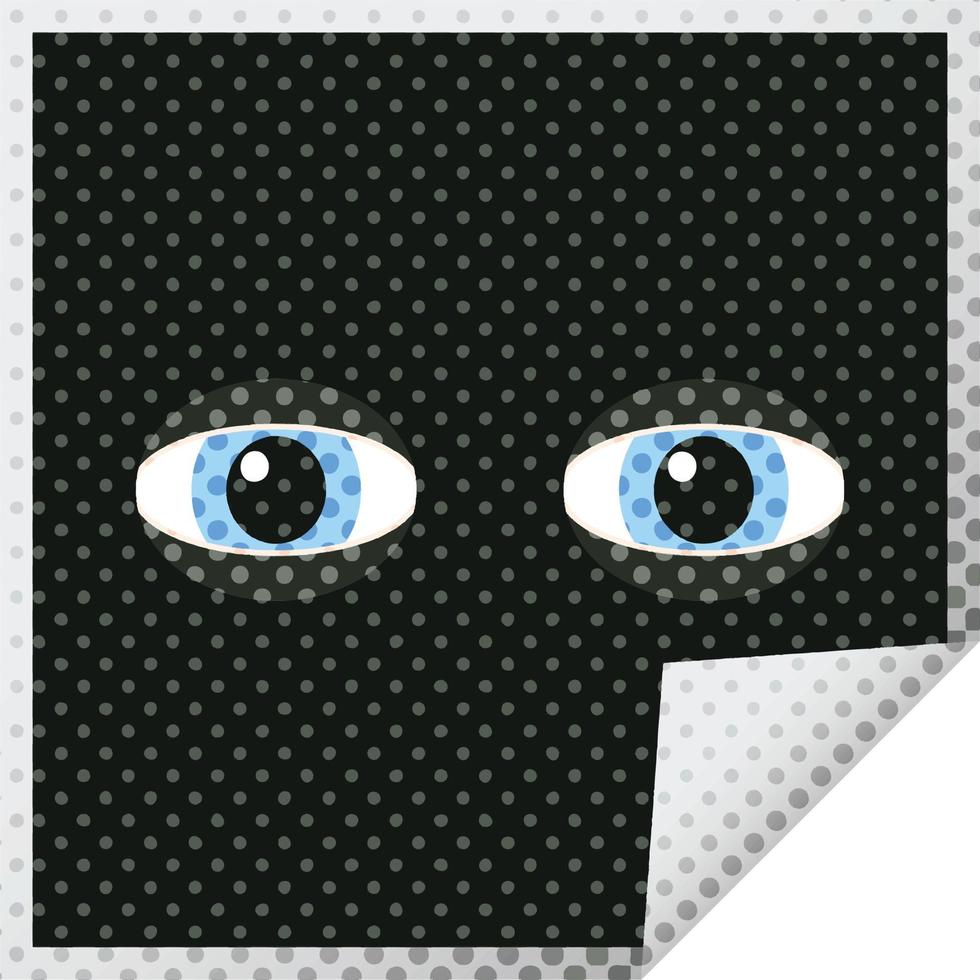 pegatina cuadrada de ilustración de vector gráfico de ojos mirando fijamente