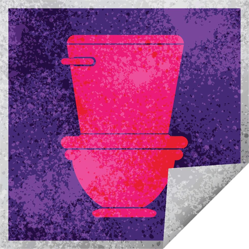 toilet square peeling sticker vector illustration