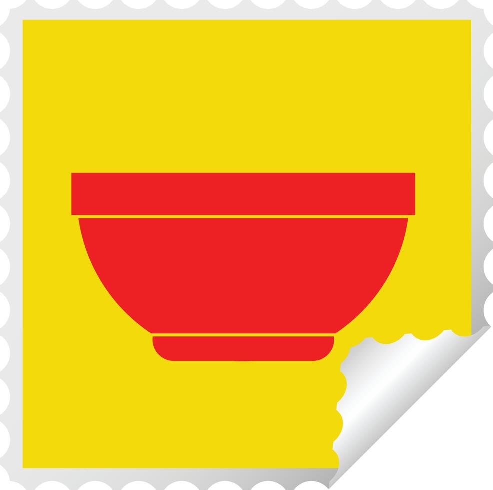 Rice bowl square peeling sticker vector illustration