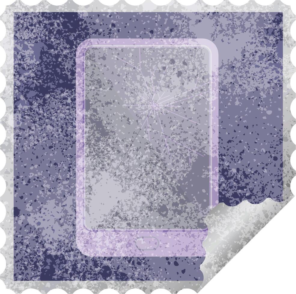 broken electronic tablet vector square sticker stamp
