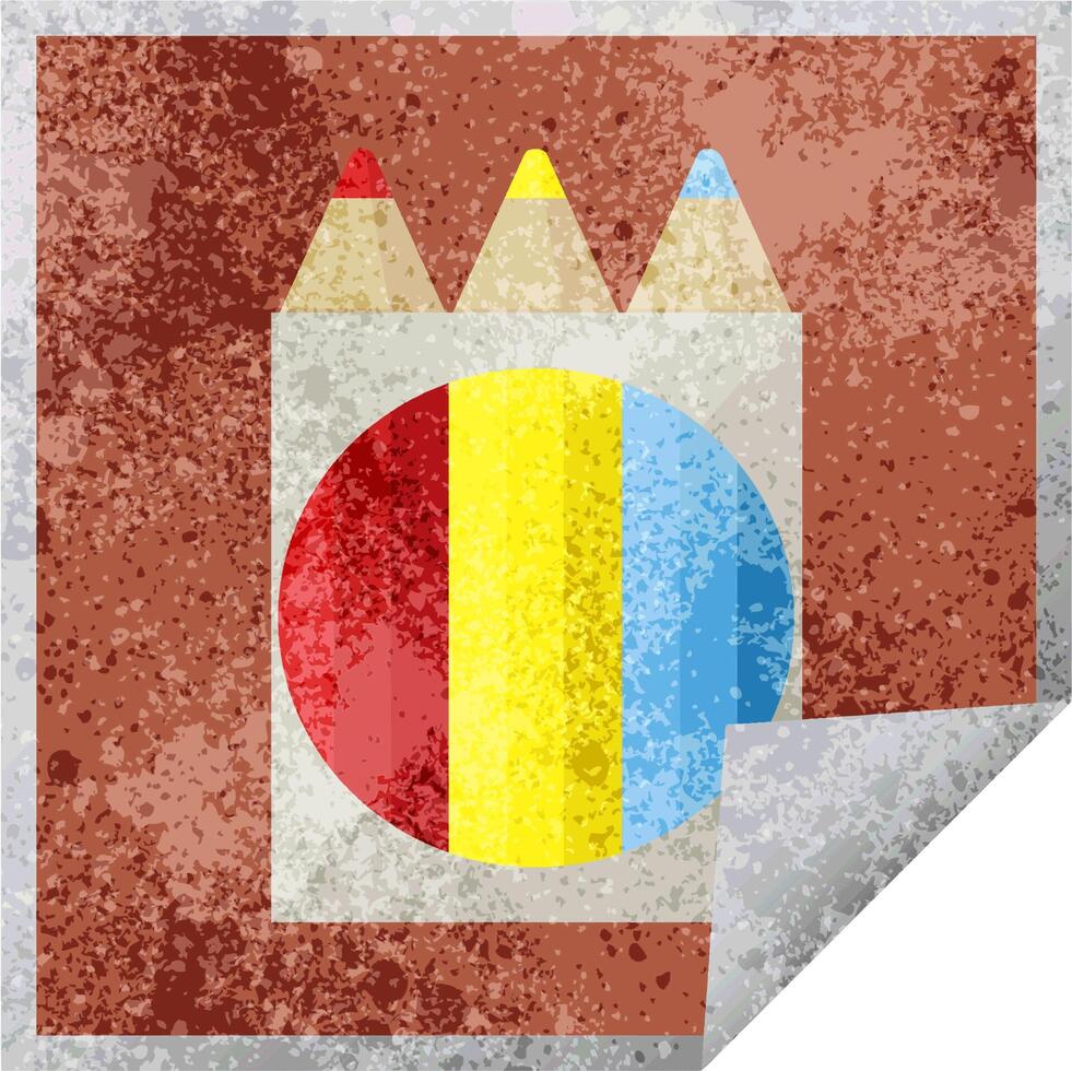 pack of coloring pencils graphic vector illustration square sticker