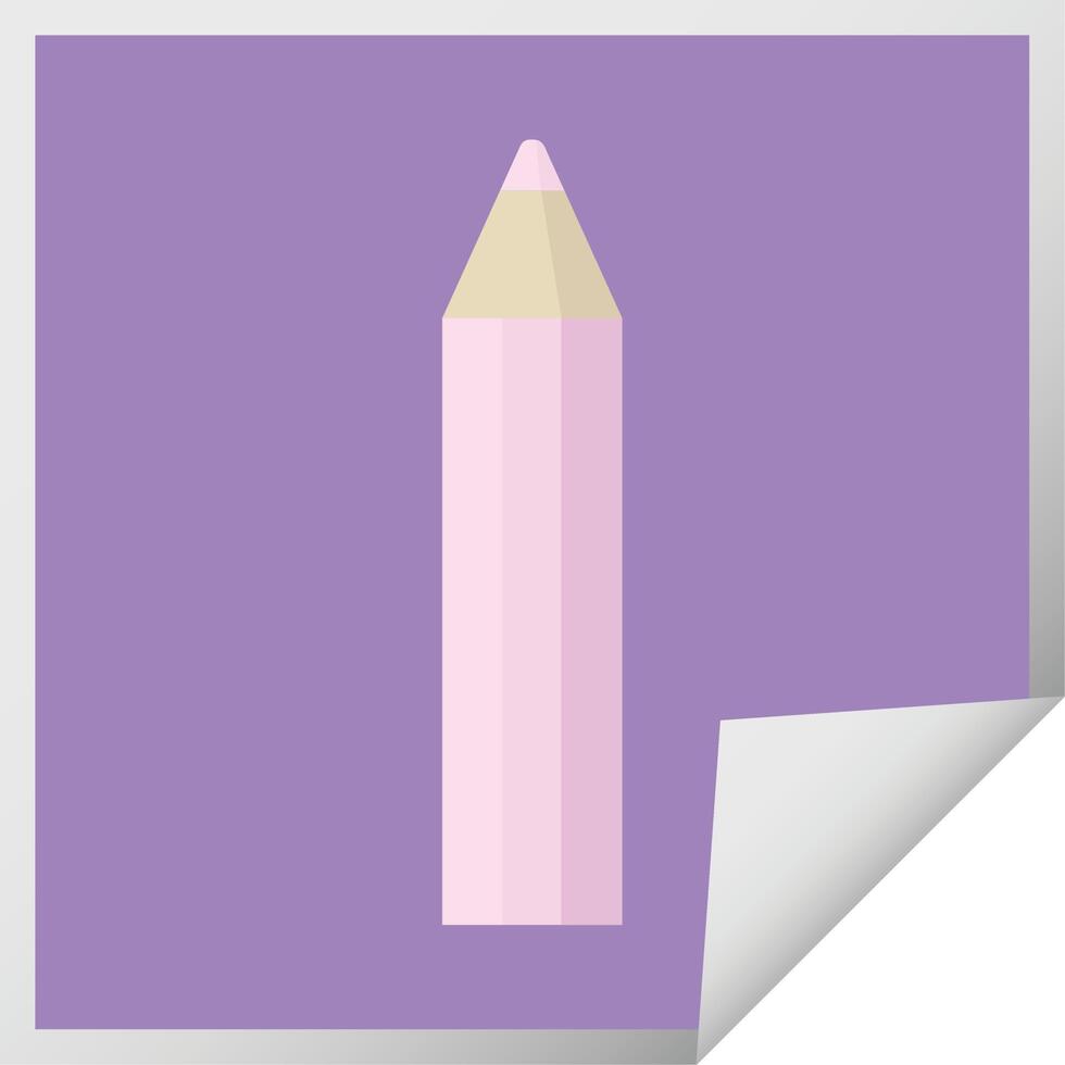 pink coloring pencil graphic vector illustration square sticker