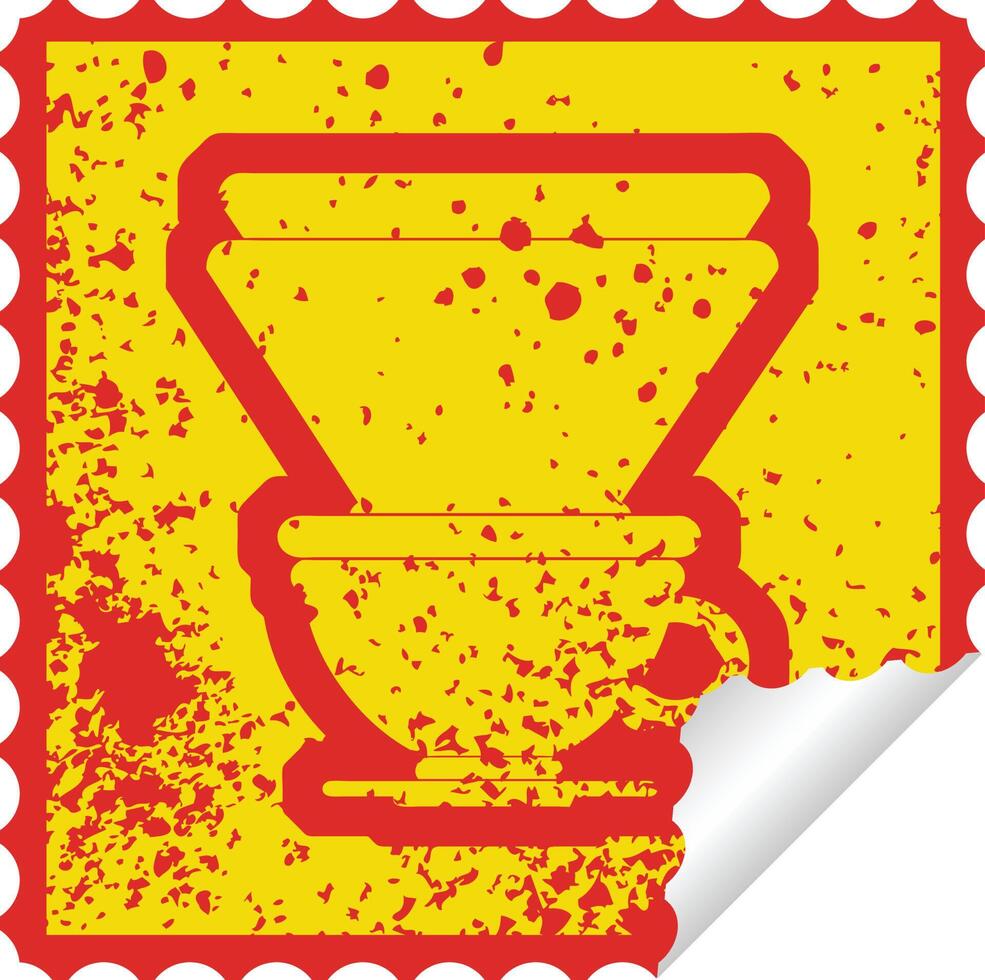 distressed sticker icon illustration of a filter coffee cup vector