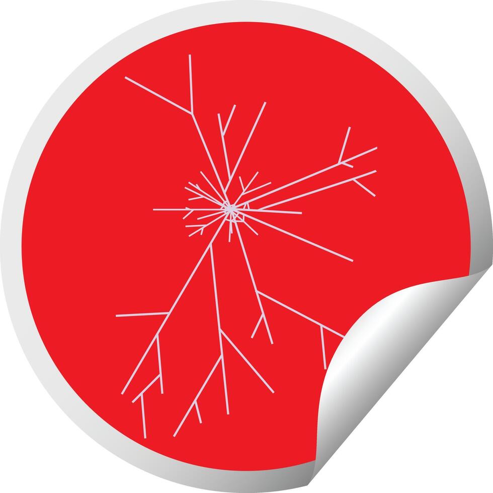cracked screen graphic vector illustration circular sticker