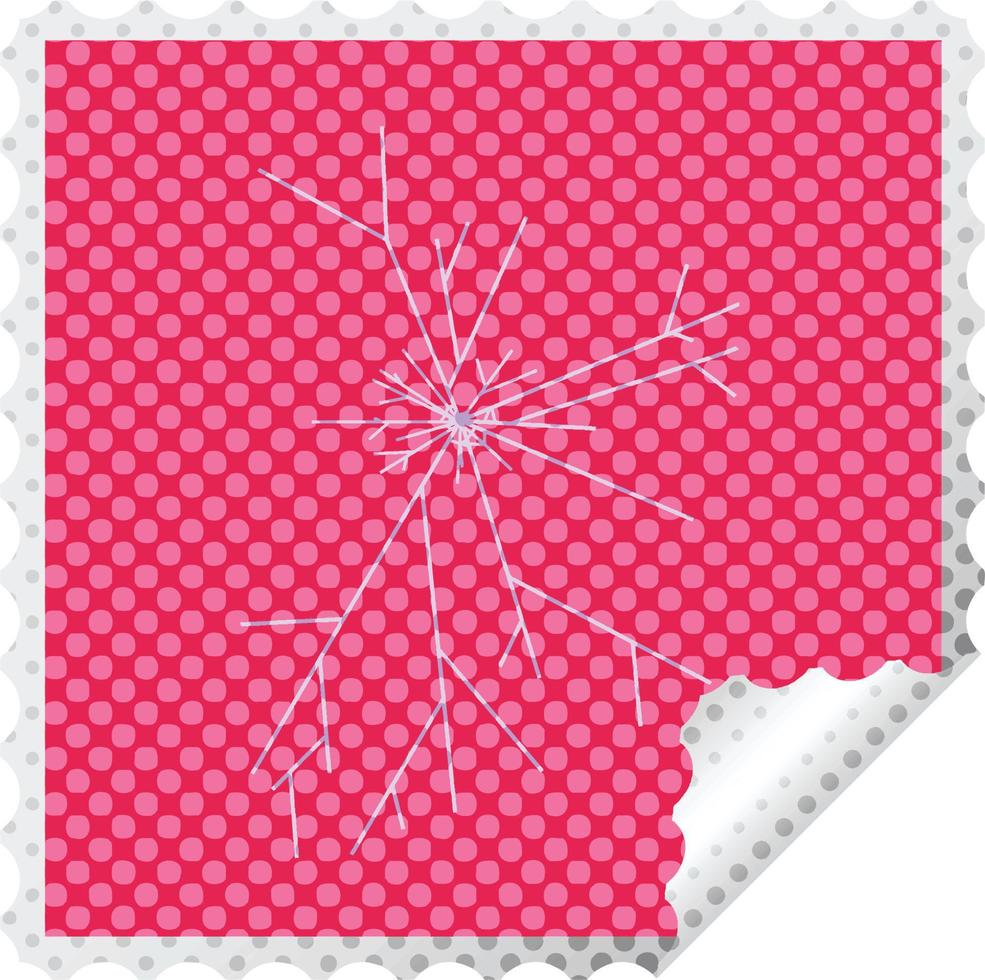 cracked screen graphic square sticker stamp vector