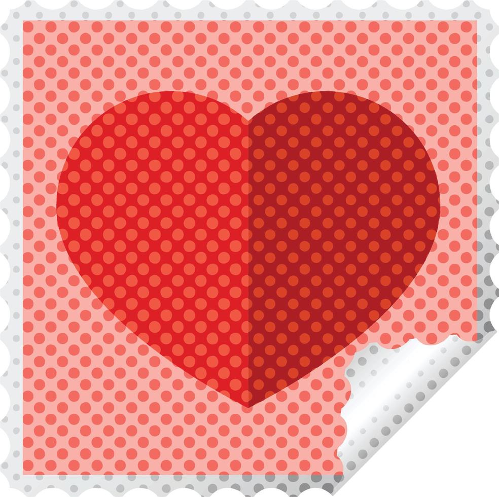 Sello de pegatina cuadrada gráfica con símbolo del corazón vector