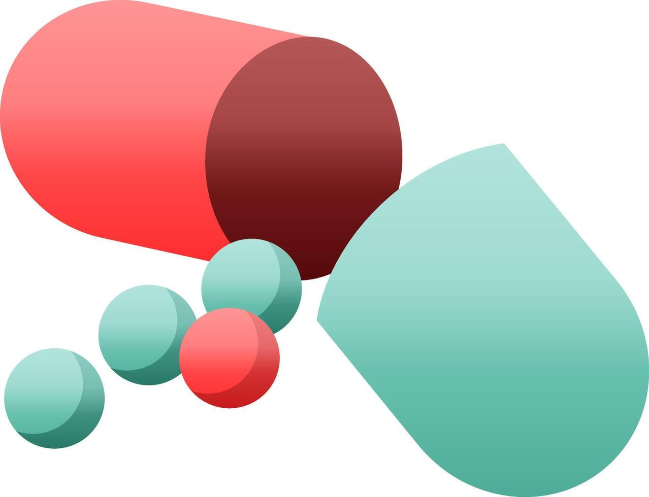 ilustración de color plano de una píldora de cápsula abierta vector