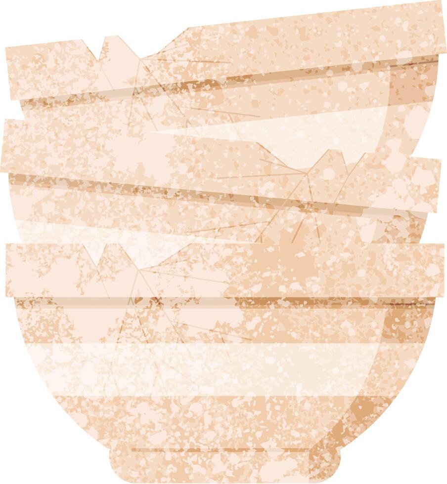 stack of cracked old bowls graphic vector illustration icon