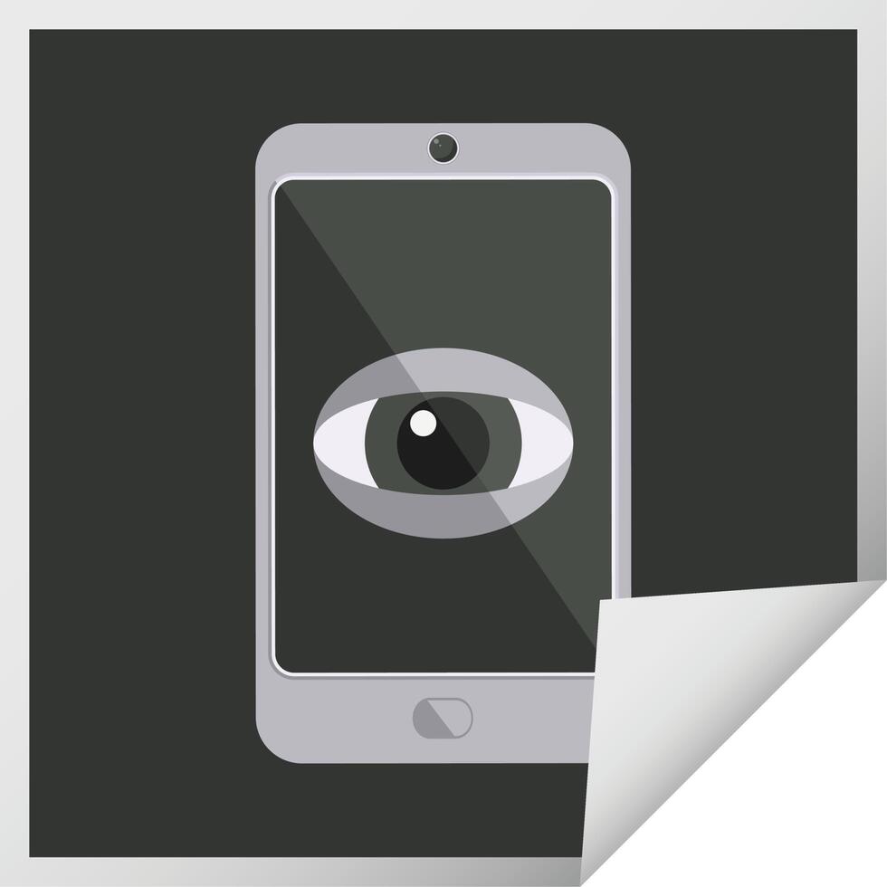 cell phone watching you graphic vector illustration square sticker