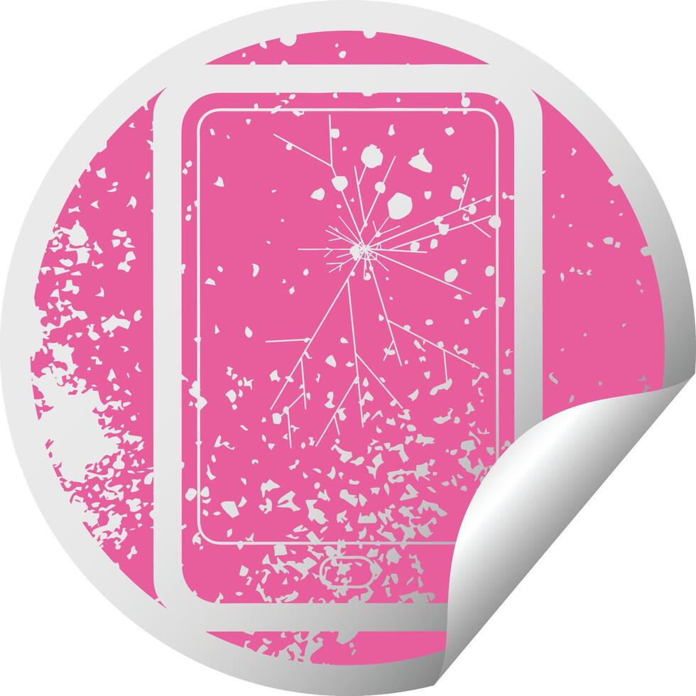 broken electronic tablet distressed sticker icon vector