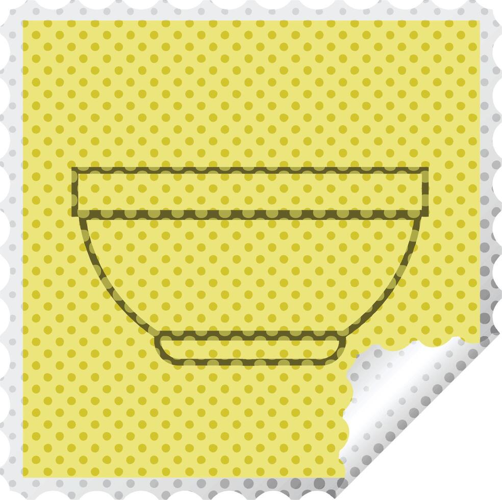 Rice bowl square peeling sticker vector illustration