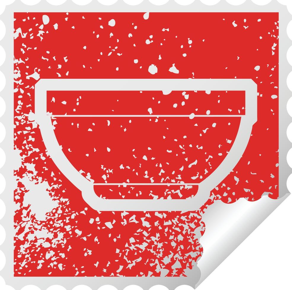 distressed sticker icon illustration of a bowl vector