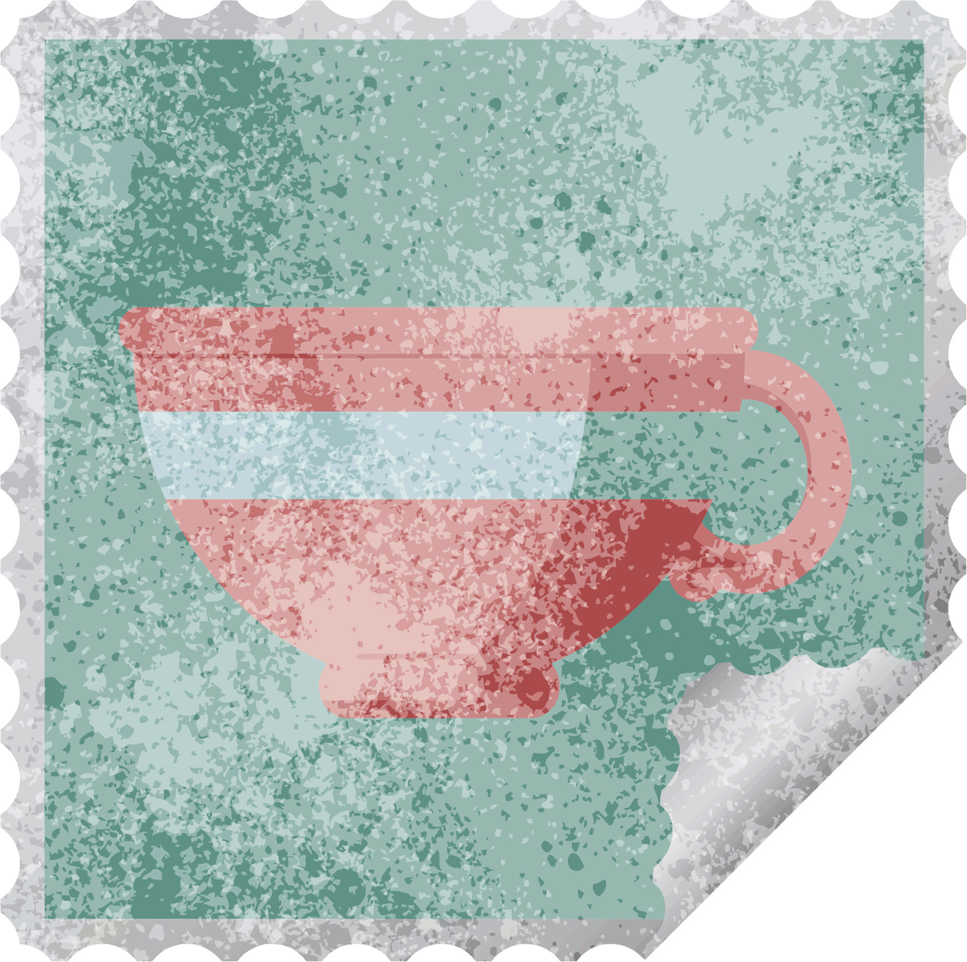 coffee cup graphic square sticker stamp 12550934 Vector Art at Vecteezy