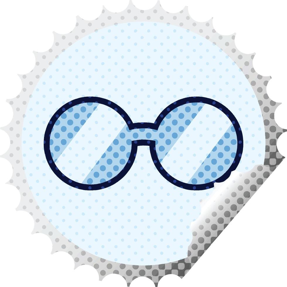 spectacles graphic vector illustration round sticker stamp