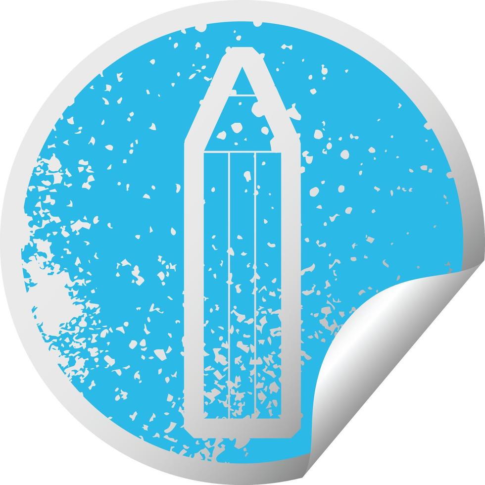 distressed sticker icon illustration of a pencil vector