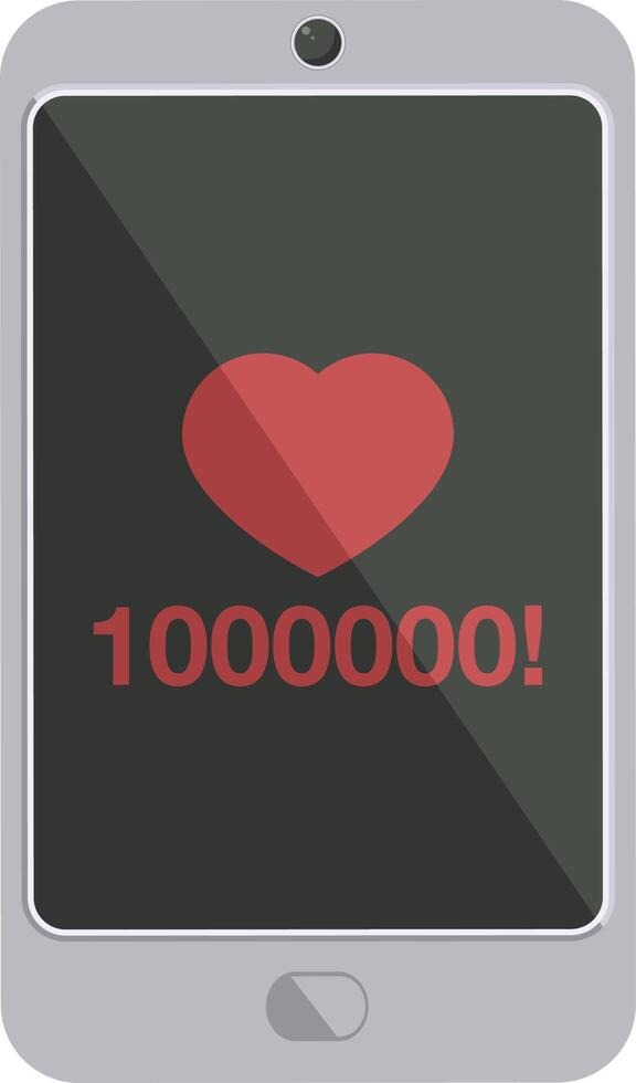 mobile phone showing 1000000 likes graphic vector illustration icon