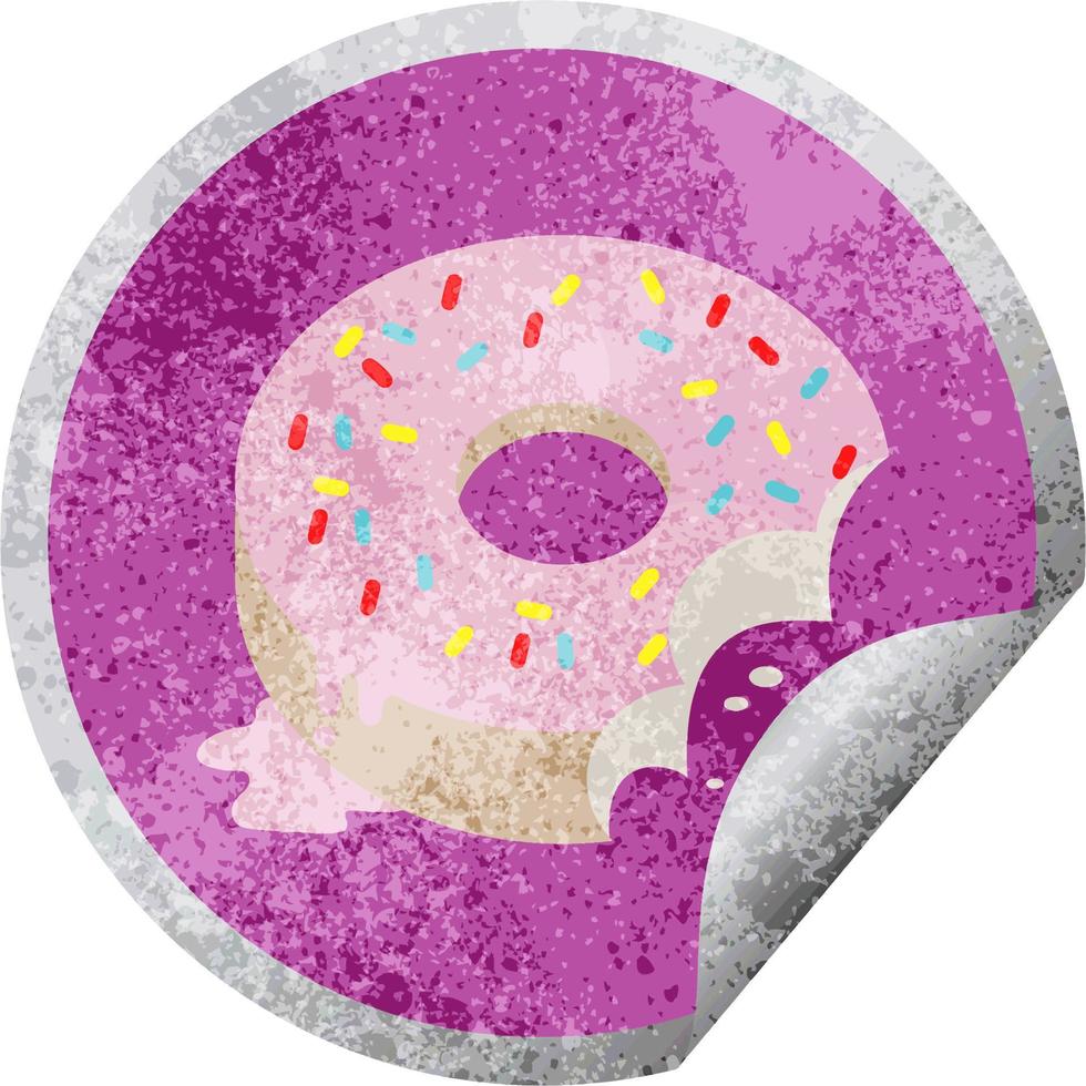 Ilustración de vector gráfico de donut helado mordido pegatina circular