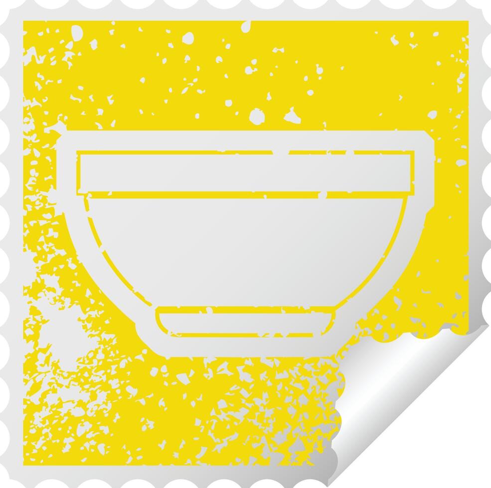 distressed sticker icon illustration of a bowl vector