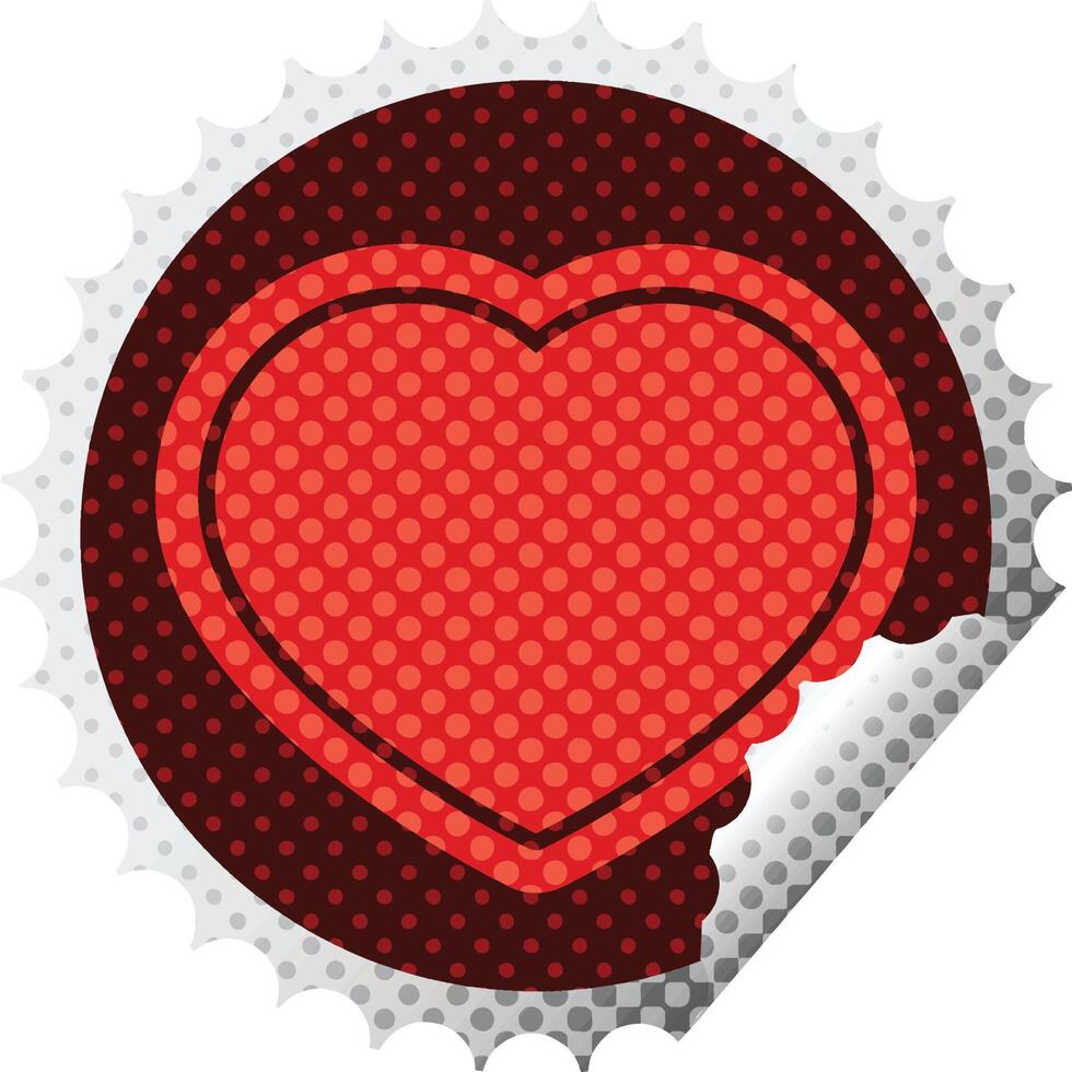 símbolo del corazón gráfico ilustración vectorial sello adhesivo redondo vector