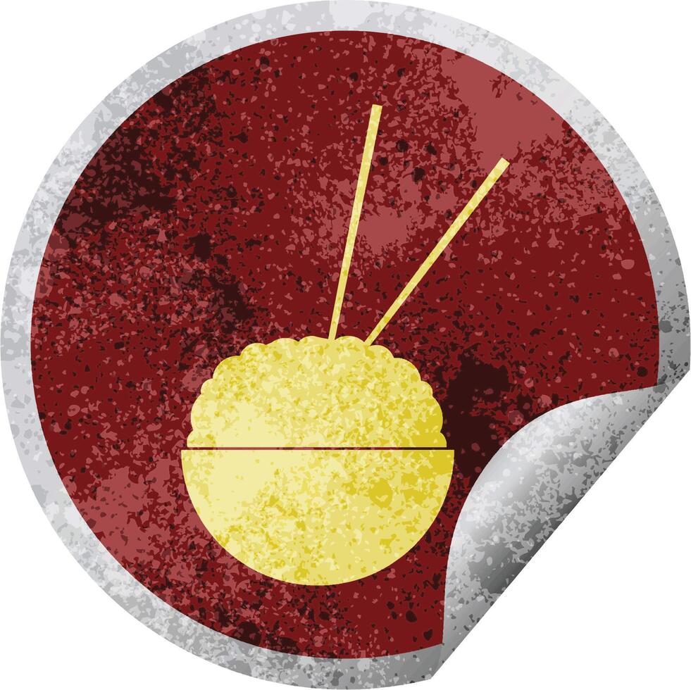 Rice bowl circular peeling sticker vector illustration