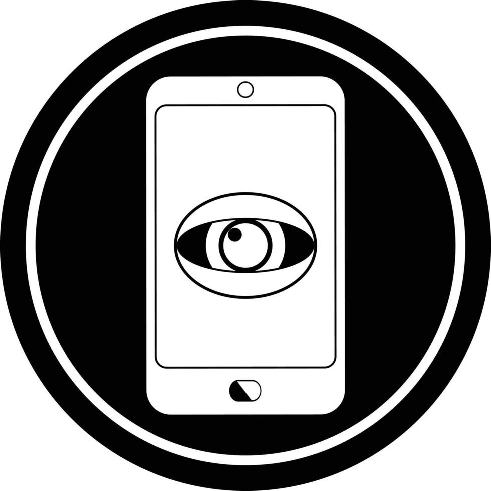 cell phone watching you circular symbol vector