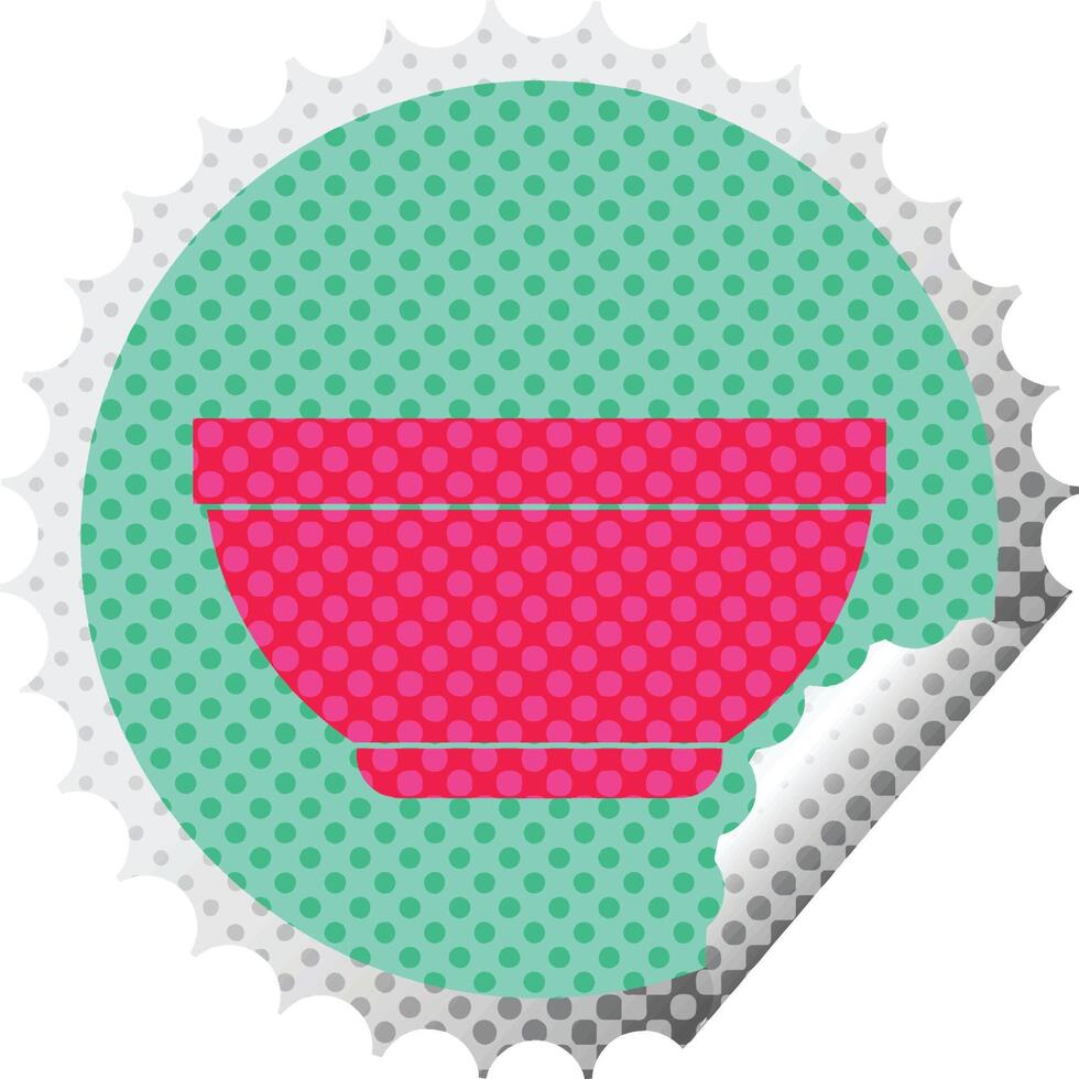 Rice bowl circular peeling sticker vector illustration