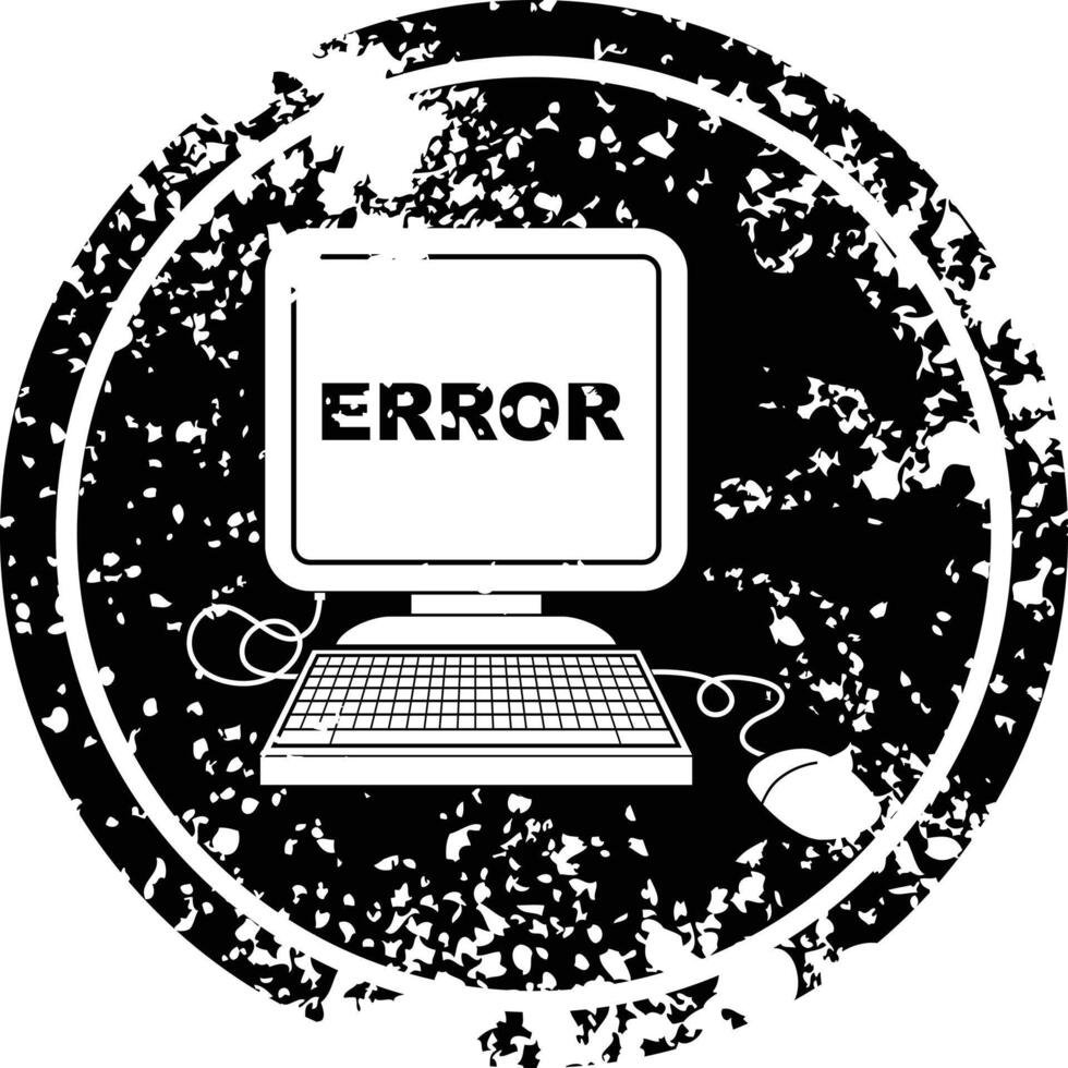 computer error vector illustration circular distressed symbol