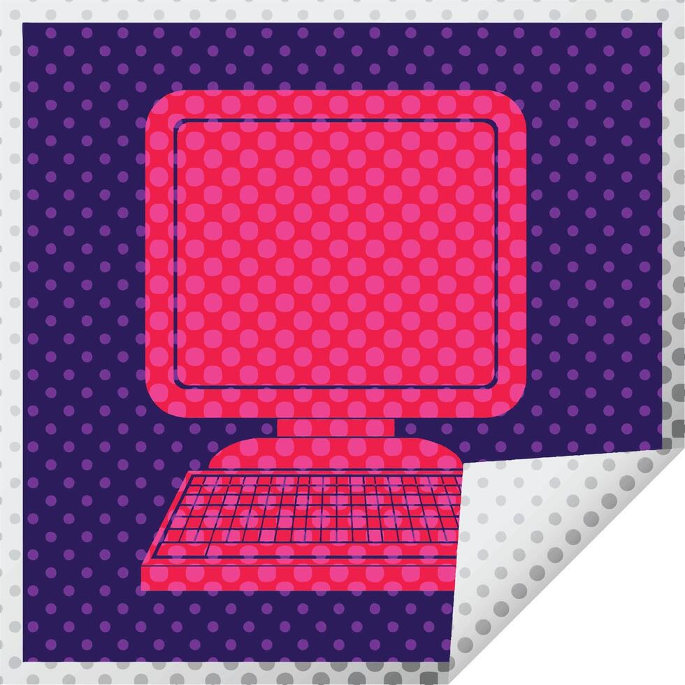 computer icon square peeling sticker vector illustration