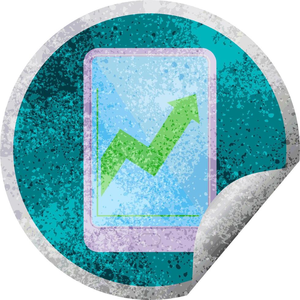electronic tablet showing business performance graphic vector illustration circular sticker