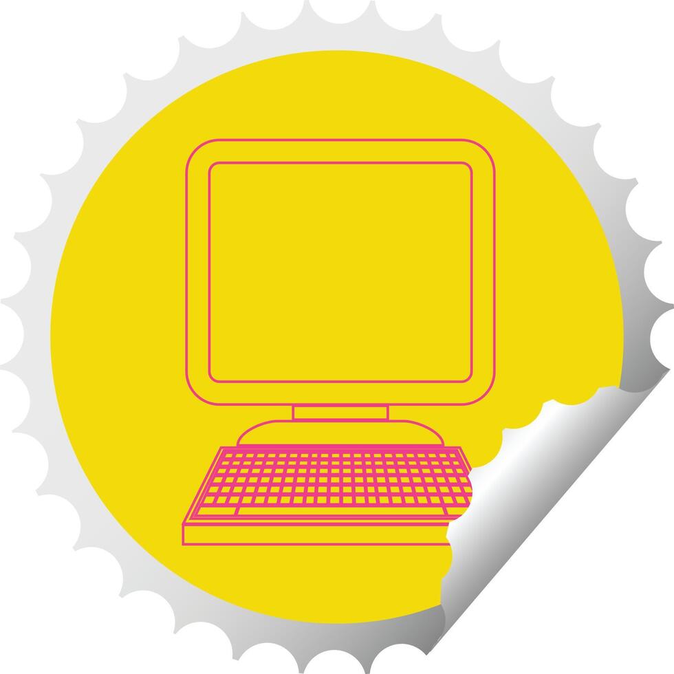 computer icon circular peeling sticker vector illustration