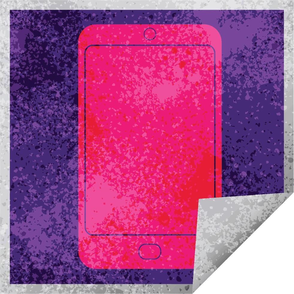cell phone graphic square peeling sticker vector