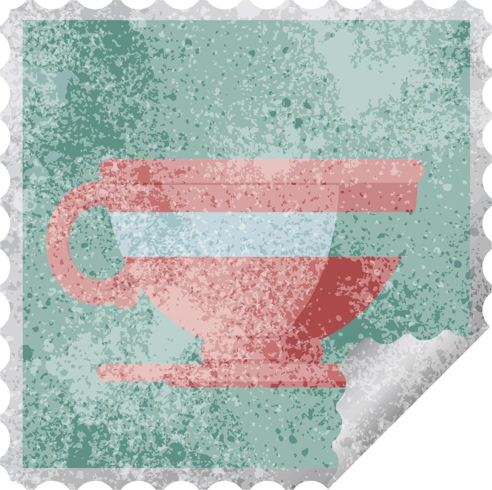 coffee cup graphic square sticker stamp vector