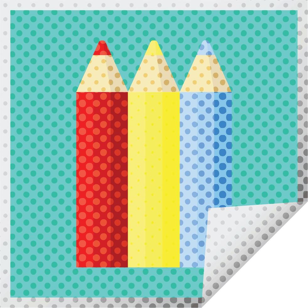 color pencils graphic vector illustration square sticker