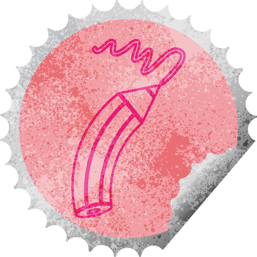 pencil drawing a line circular peeling sticker vector
