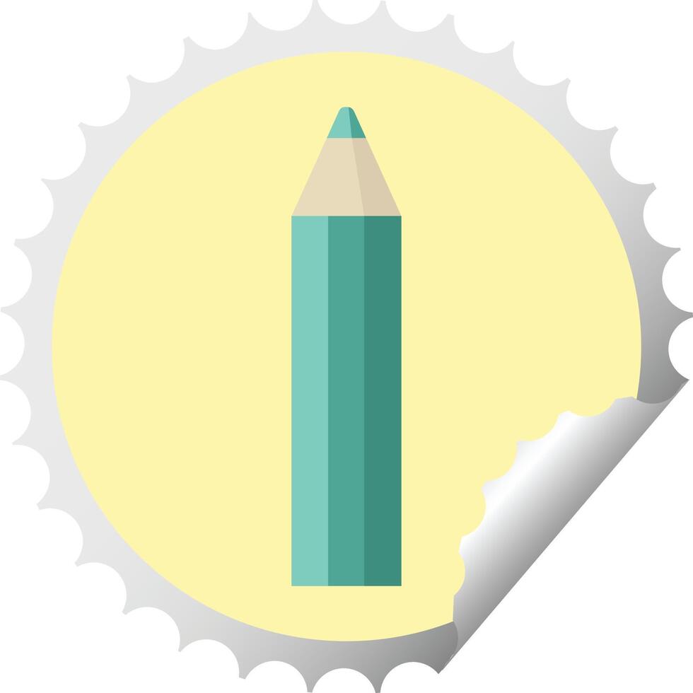 green coloring pencil graphic vector illustration round sticker stamp