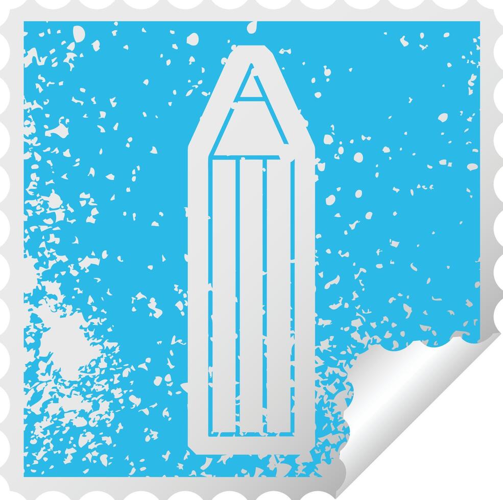 distressed sticker icon illustration of a pencil vector