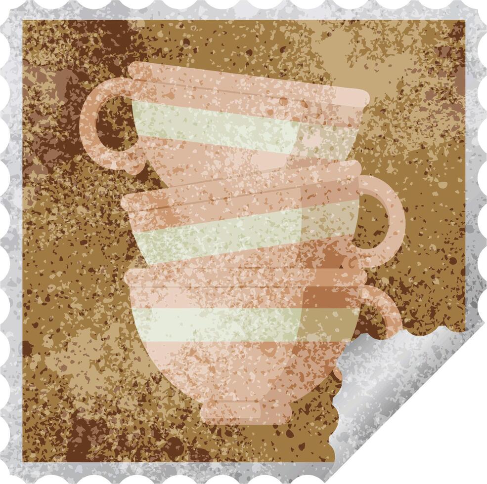 stack of cups graphic square sticker stamp vector