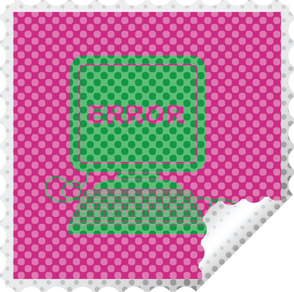 computer error vector illustration square peeling sticker