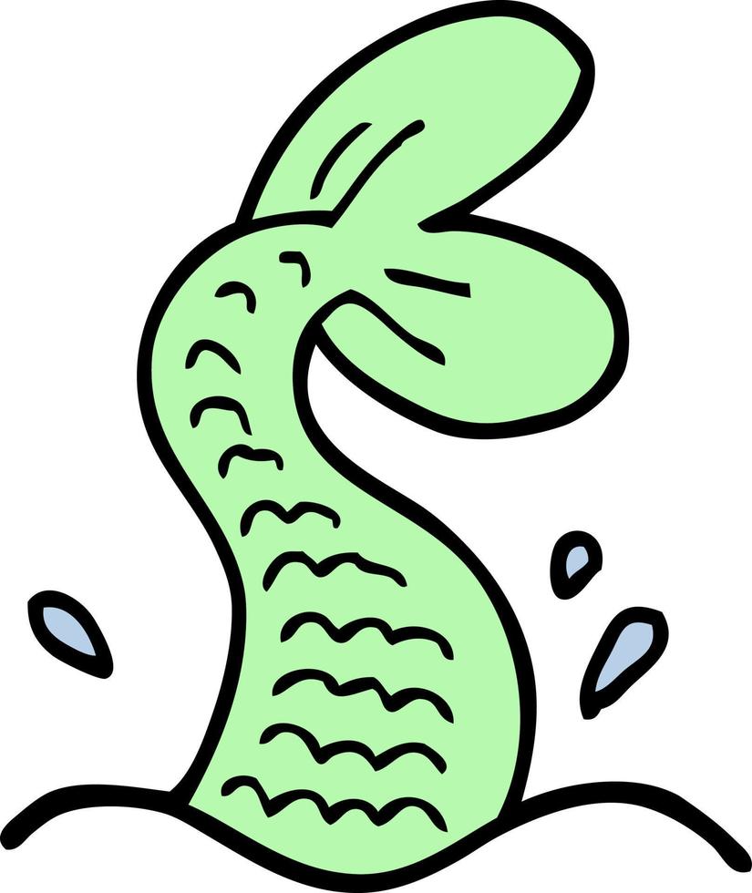 hand drawn doodle style cartoon mermaid tail vector